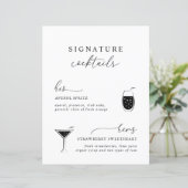 Black White Modern Elegant Signature Drink Sign (Staand voorkant)