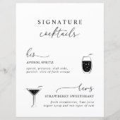 Black White Modern Elegant Signature Drink Sign (Voorkant)