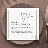 Black White Modern Fact Heart Script Cocktail Servet