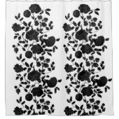 Black White Modern  Floral Toile Douchegordijn (Voorkant)
