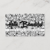 Black White Modern Flowers Hallo Mooi Visitekaartje (Voorkant)