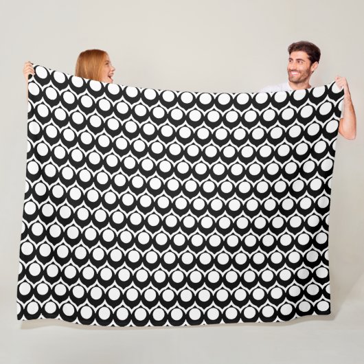 Black White Modern Geometric Art Deco Fleece Deken (In situ)