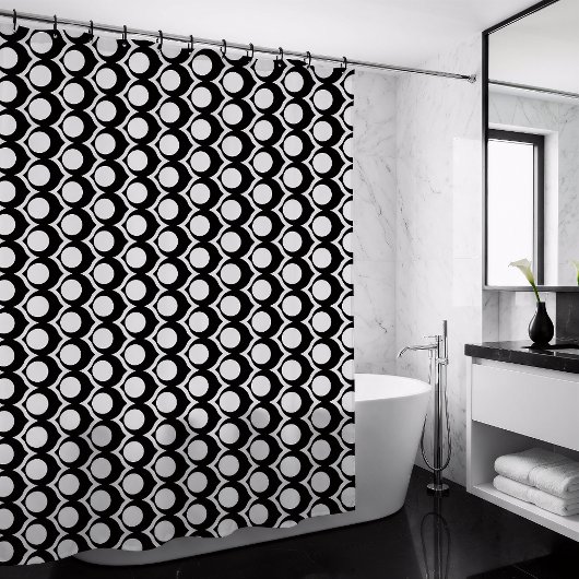 Black White Modern Geometric Pattern Douchegordijn