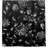 Black White Modern  Giant Floral Toile Douchegordijn (Voorkant)