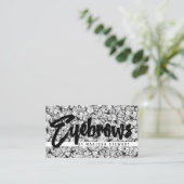 Black White Modern Hand Drawn Flowers Eyebrows Visitekaartje (Staand voorkant)