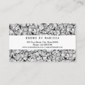Black White Modern Hand Drawn Flowers Eyebrows Visitekaartje (Achterkant)