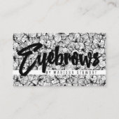 Black White Modern Hand Drawn Flowers Eyebrows Visitekaartje (Voorkant)