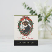 Black White Modern Holiday Foto Wreated Kerstmis (Staand voorkant)