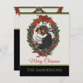 Black White Modern Holiday Foto Wreated Kerstmis (Voorkant / Achterkant)