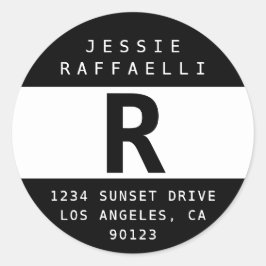 Black & White Modern Look Return Address Ronde Sticker