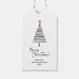 Black White Modern Merry Kerstmis - Labels met cad Cadeaulabel