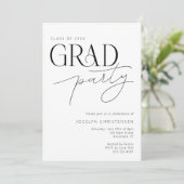 Black White Modern Minimal Afstudeerder Uitnodigin Kaart (Staand voorkant)