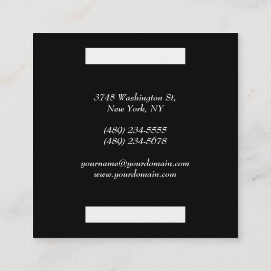 Black White Modern minimalist Professional elegant Vierkante Visitekaartje (Achterkant)