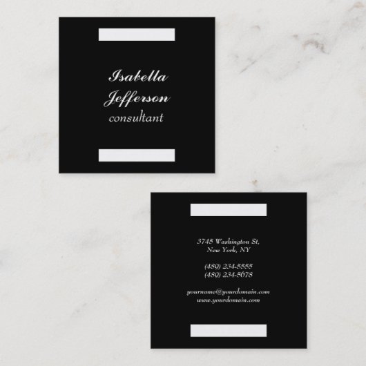 Black White Modern minimalist Professional elegant Vierkante Visitekaartje (Voorkant / Achterkant)