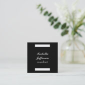 Black White Modern minimalist Professional elegant Vierkante Visitekaartje (Staand voorkant)