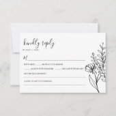 Black White Modern minimalist Wedding Elegant RSVP Kaartje (Voorkant)