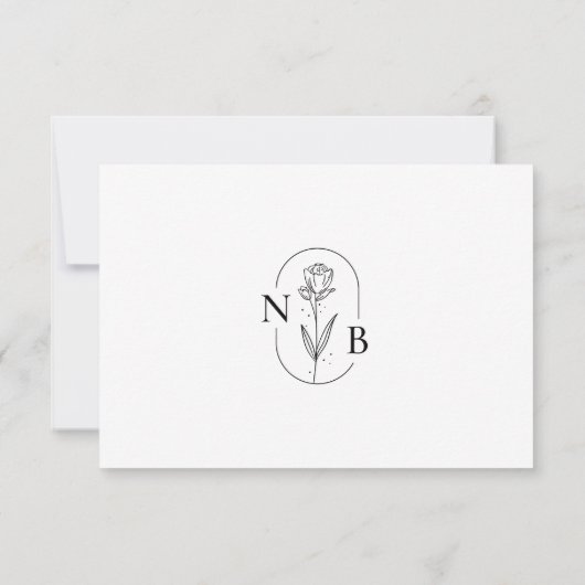 Black White Modern minimalist Wedding Elegant RSVP Kaartje (Achterkant)