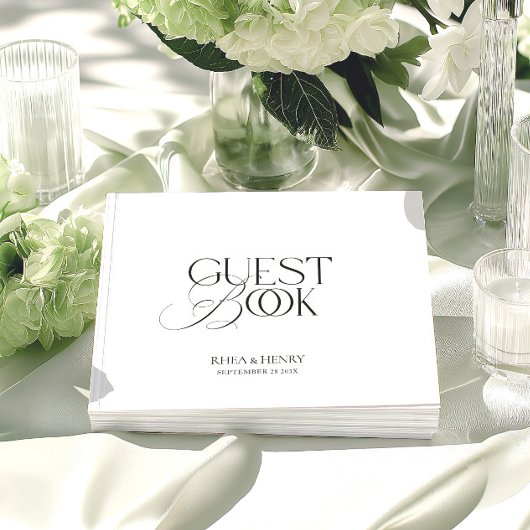 Black & White Modern Minimalist Wedding  Gastenboek