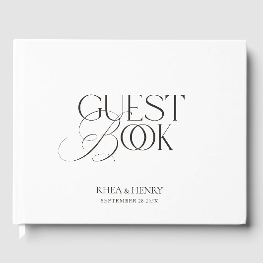 Black & White Modern Minimalist Wedding Gastenboek (Voorkant)