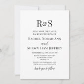 Black & White Modern Monogram Backyard Wedding Kaart (Voorkant)