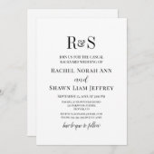 Black & White Modern Monogram Backyard Wedding Kaart (Voorkant / Achterkant)