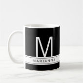 Black White Modern Monogram Simple Name Initiaal Koffiemok (Links)