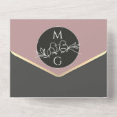 Black White Modern Monogram Weddenschap All In One Uitnodiging (Achterkant)