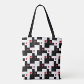 Black White Modern  Patchwork Canvas tas (Achterkant)