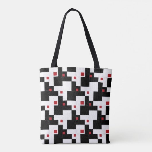 Black White Modern  Patchwork Canvas tas (Achterkant)