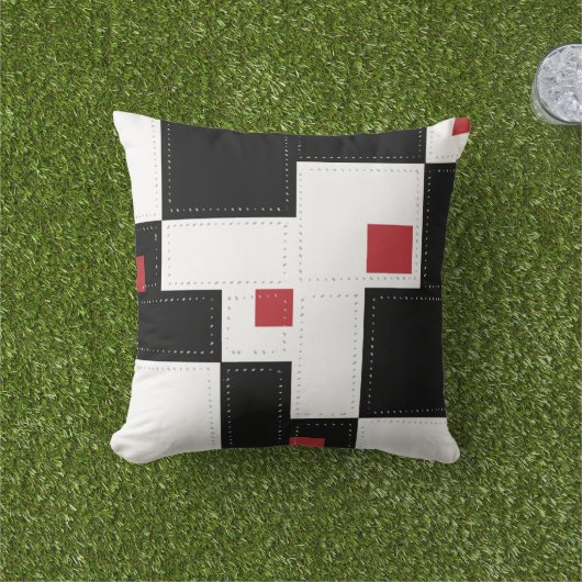 Black White Modern  Patchwork Sierkussen (Gras)