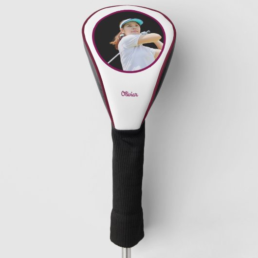 Black White Modern Personalized Golf Headcover (Voorkant)