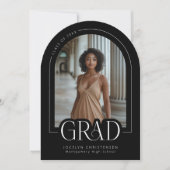 Black White Modern Photo Collage Afstudeerder Aank Kaart (Voorkant)