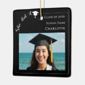 Black white modern photo Graduate Keramisch Ornament (Links)