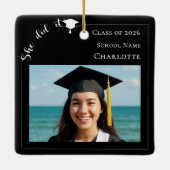 Black white modern photo Graduate Keramisch Ornament (Achterkant)