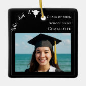 Black white modern photo Graduate Keramisch Ornament (Voorkant)