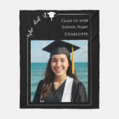 Black white modern photo Graduation she did it Fleece Deken (Voorkant)