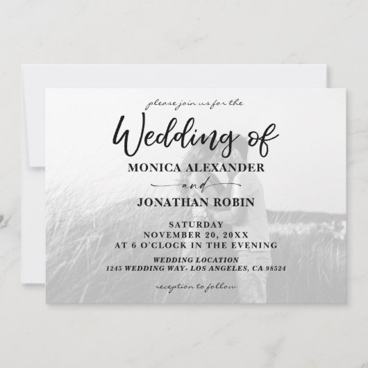 Black & White Modern Photo Wedding - Horizontal 2 Kaart (Voorkant)