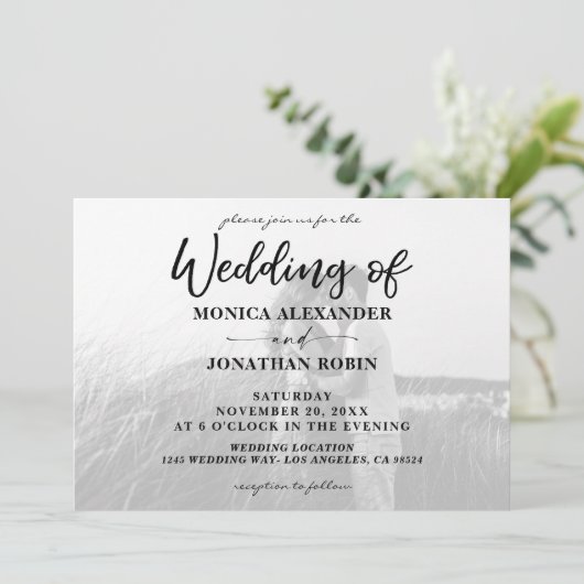 Black & White Modern Photo Wedding - Horizontal 2 Kaart (Staand voorkant)