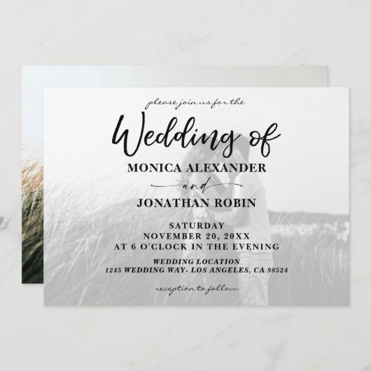 Black & White Modern Photo Wedding - Horizontal 2 Kaart (Voorkant / Achterkant)