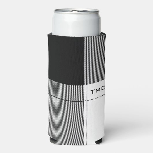 Black White Modern Plays Initialen Preppy Chic Seltzer Blikjeskoeler (Seltzer Voorkant)