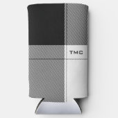 Black White Modern Plays Initialen Preppy Chic Seltzer Blikjeskoeler (Voorkant)