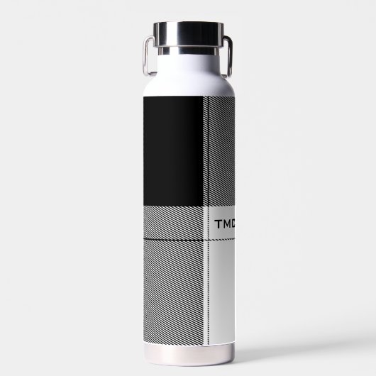 Black White Modern Plays Initialen Preppy Chic Waterfles (Voorkant)