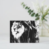 Black White Modern Pop Art Sjabloon Animal Lion Briefkaart (Staand voorkant)