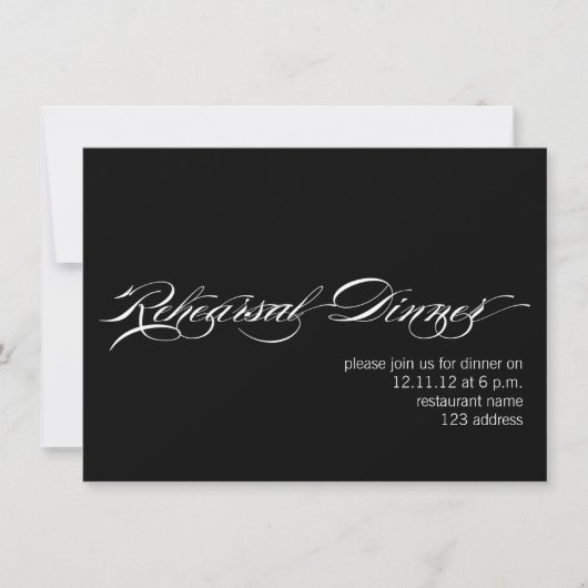 Black White Modern Rehearsal Dinner Invitation Kaart (Voorkant)
