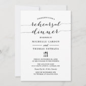 Black White Modern Script Wedding Rehearsal Dinner Kaart (Voorkant)