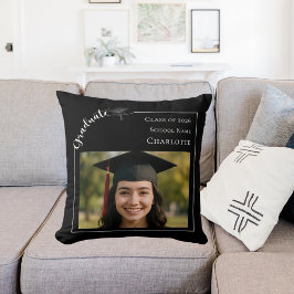 Black white modern simple photo Graduate Kussen