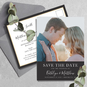 Black & White Modern Typography Photo Wedding Aankondigingskaart