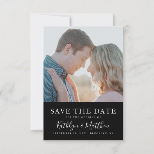 Black & White Modern Typography Photo Wedding Save The Date (Voorkant)