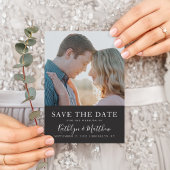 Black & White Modern Typography Photo Wedding Save The Date