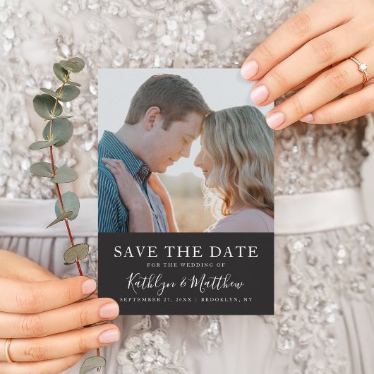 Black & White Modern Typography Photo Wedding Save The Date